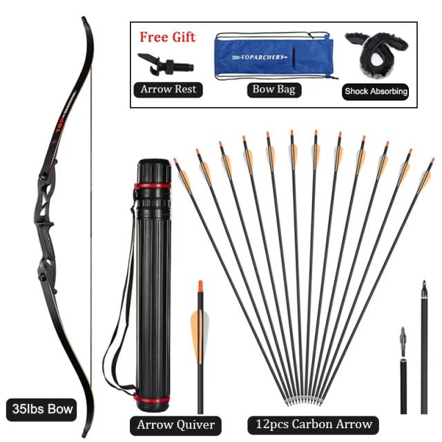 Conjunto de arco e flecha recurvo Toparchery-30-50Ibs, 56", removível, prática de tiro ao alvo, kit de tiro com arco, presentes