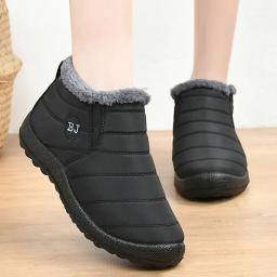 Botas de inverno à prova dwaterproof água para as mulheres 2023 novas botas de neve de pelúcia botas de tornozelo feminino quente preto casal algodão casais sapatos plataforma - Image 3