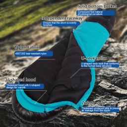 Saco de dormir impermeável ultraleve, Saco de algodão térmico, Grandes sacos de dormir ao ar livre, 4 estações, Inverno - Image 4