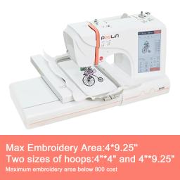 Máquina de bordar poolin, área doméstica de 4 "x 9.2", para roupas, máquina computadorizada, inclui fios, estabilizador e bobina - Image 3