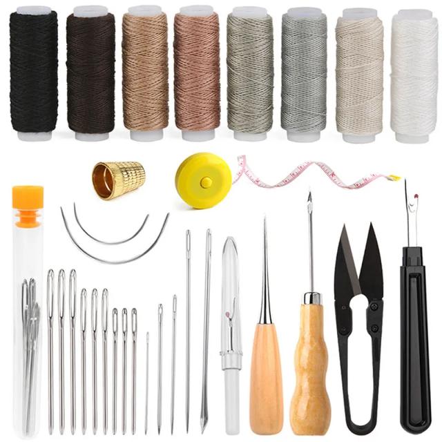 Kit Kraball de Costura de Couro: Furador, Agulhas e Linha para Sapatos, Sofás e Artesanato em Geral