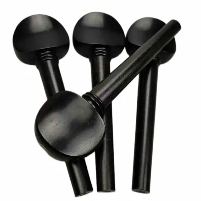 Conjunto de 4 Pinos de Tuning e Winder de Ébano para Violoncelo - Acessórios Profissionais de Alta Qualidade