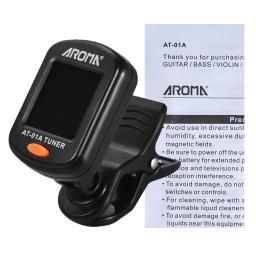 Aroma AT-01A afinador de guitarra display lcd rotatable clip-on sintonizador para cromática guitarra acústica baixo ukulele guitarra acessórios - Image 3
