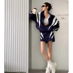 Jaqueta e saia feminina combinando cores, traje de treino de dança, jaqueta Hip Hop, roupa esportiva, roupa esportiva feminina, 2 peças - Image 1