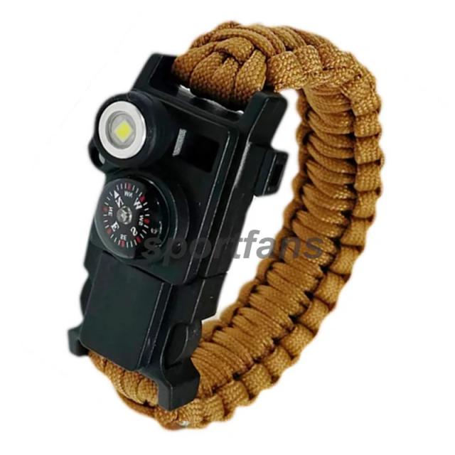 Pulseira Survival Impermeável com LED, Apito Multifunções e Bússola - Ferramenta Ideal para Natação e Atividades ao Ar Livre