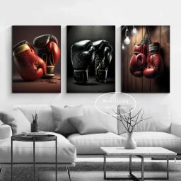 Luvas de Boxe Black Cool, Luvas Fitness, Cartaz Estético, Mural, Pintura em Lona, Ginásio, Decoração para Meninos - Image 4