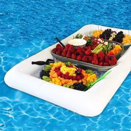 Mesa inflável de esportes aquáticos Piscina Bar de cerveja Linha flutuante de ar Comida de praia de verão Bandeja de bebida Balde de festa Porta-copos - Image 1