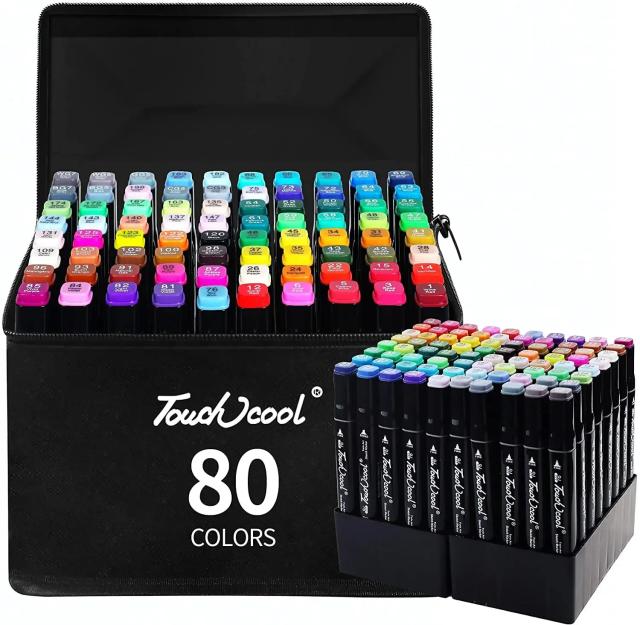 80 Colored Oily Marker Pen Double Head Set Art Paint Manga Brush for Girls Children Office School Student Supplies Stationery