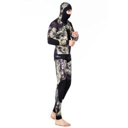 Camuflagem com capuz 2 peças Neoprene Wetsuit para mergulho, ternos de caça subaquática, manter quente, 3.5mm, 5mm, 7mm - Image 3