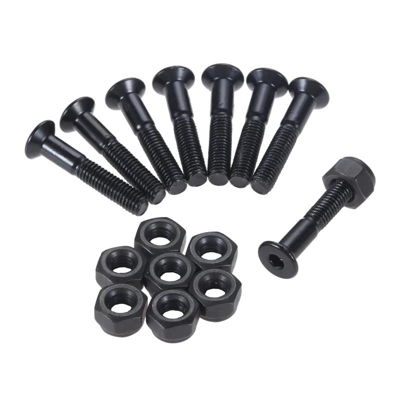 Parafusos de caminhão de skate de aço carbono, 8 peças com porcas longboard skate ponte substituição parafuso de prego ferragem 25.4mm/1" - Image 1