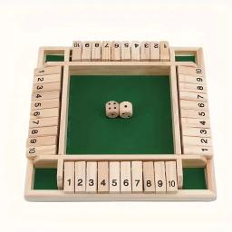 Jogo de tabuleiro clássico de madeira de 4 lados com 2 dados e instruções fechadas na caixa, versão de mesa clássica e jogo de tabuleiro pub - Image 4