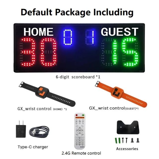 Placar Eletrônico LED Sem Fio para Tênis Padel - Controle de Pulso