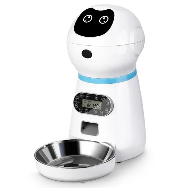 Alimentador Automático Inteligente em Aço Inoxidável com Gravação de Voz e Tela LCD para Cães e Gatos, 3.5L