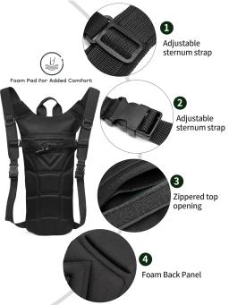 Pacote de hidratação tática com bexiga d'água, mochila para correr, caminhadas, ciclismo, ciclismo, 3L - Image 4