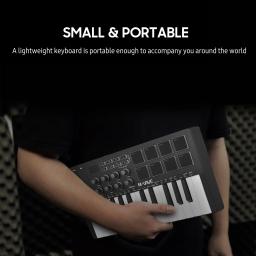M-VAVE-Teclado portátil MIDI Control, 25 teclas, USB, controlador com 25 velocidades, teclas sensíveis, 8 almofadas RGB retroiluminadas - Image 6