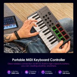 Lekato 25 Teclas Midi Teclado Controlador Piano Mini Teclado Usb Bluetooth Midi 8 Tambor Retroiluminado 8 Rgb Instrumentos de Teclado Musical - Image 5