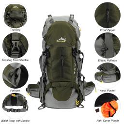 Lixada-impermeável Outdoor Sport Mochila, Caminhadas, Trekking, Camping, Travel Pack, Montanhismo, Escalada Mochila, Capa de chuva, 50L - Image 3