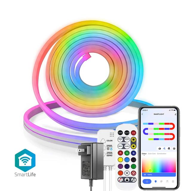 Tuya neon led luzes de tira 12-24v 84leds/m silicone neon corda luz com sincronização de música rgbic dreamcolor perseguindo fita de tira para sala