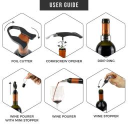 Abridor De Vinho Conjunto De Ferramentas Com Garçons Saca-rolhas, Garrafa Kit De Abertura, Deluxe Acessórios, Presente, 5 Pcs - Image 4
