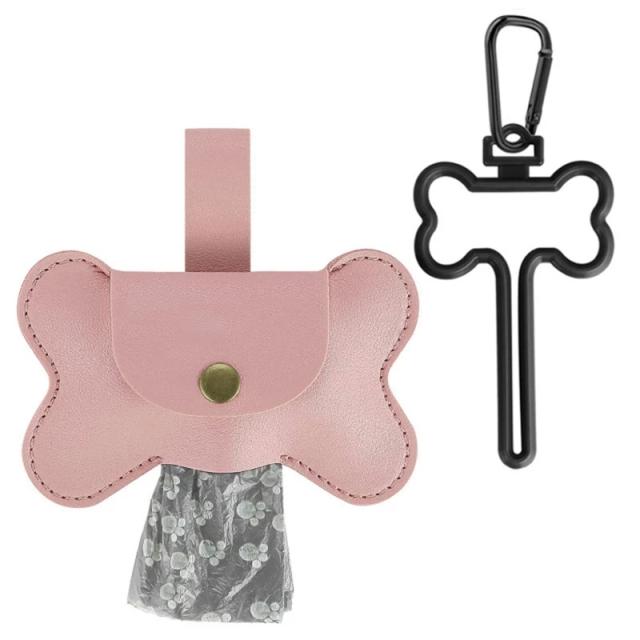 Suporte prático para saco de cocô de pets com gancho e trela para passeios ao ar livre e corridas.