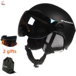 Capacete de esqui lunar com óculos, viseira de neve, equipamento de segurança, esportes ao ar livre, inverno - Image 1