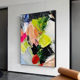 Tela de linho sem moldura artesanal, faca abstrata, textura, pintura a óleo, decoração de parede, arte acrílica, venda quente - Image 3