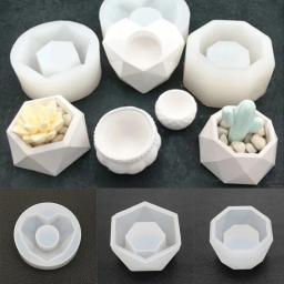 Moldes poligonais de silicone para vaso suculento, vaso, molde de argila, artesanato DIY, 3 estilos, artes do formulário - Image 6