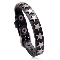 Braceletes de couro largos para homens e mulheres, envoltório estrela Punk Rock, picos vintage, rebite, joias góticas - Image 4