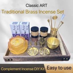 Arte vintage bronze incenso conjunto, cera derreter fragrância selo molde ferramentas, tradicional Home Hotel incenso pó queimador kit, presente criativo - Image 1