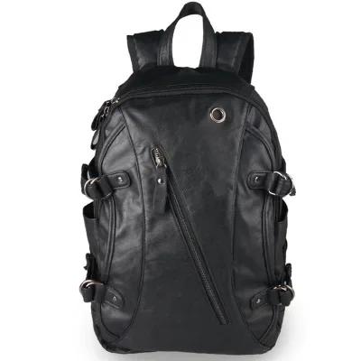 Mochila de couro falso para homens e mulheres, bolsa de ombro escolar casual, sacola preta, nova moda, frete grátis