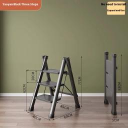 Escada multifuncional dobrável de 3 degraus, escada doméstica dobrável e retrátil em ziguezague, escada de escalada interna, escada espessada - Image 6
