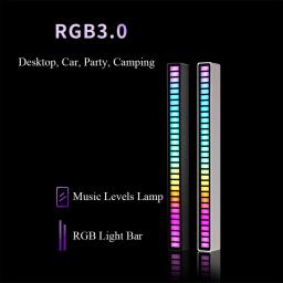 Luzes de ritmo da música rgb, th- c, com bateria recarregável embutida, lâmpada com pickup de luz led, barra de som, 2 pacotes - Image 4