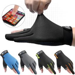 Luvas de pesca anti-derrapante respirável dois dedos corte esporte ciclismo pesca luvas de moda masculina equipamentos esportivos - Image 1