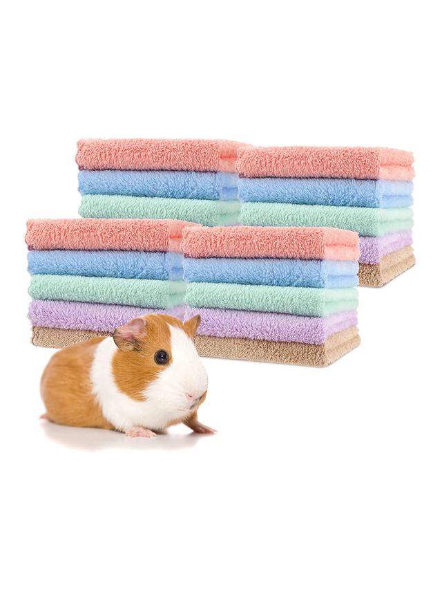Toalhas de Banho Macias para Pequenos Animais - Fleece Cage Liners para Cavia e Hamster, Pacote com 5 Peças em Cores Aleatórias