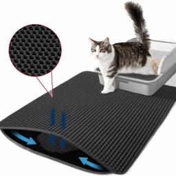 Double Layer Cat Litter Mat, favo de mel, anti-derrapante, impermeável, caixa, captura, Pet produtos - Image 1