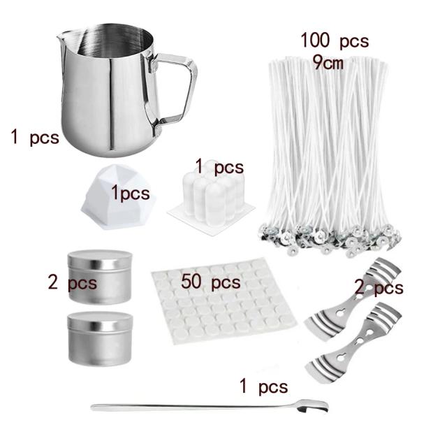 Kit Completo para Fazer Velas Artesanais com Aromaterapia: Moldes, Pigmentos e Ferramentas de Cera de Soja