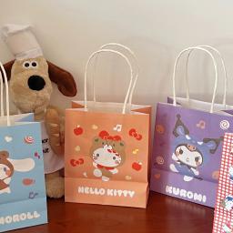 Criativo Dos Desenhos Animados Padrão Kraft Sacolas de Papel, Presentes de Aniversário Infantil, Sanrio, Kuromi, Hello Kitty, Mymelody, Pachacco - Image 4
