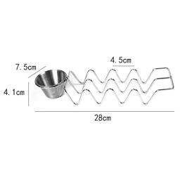 Taco Titular Rustproof Alta Resistência Taco Rack Resistant Food Storage Holder Aço Inoxidável Taco Suporte com Dipping Cup - Image 6