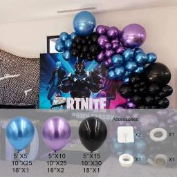 Metálico cromo azul preto roxo balão guirlanda arco kit livre jogo de vídeo preto decoração festa aniversário decorações do chuveiro do bebê - Image 2