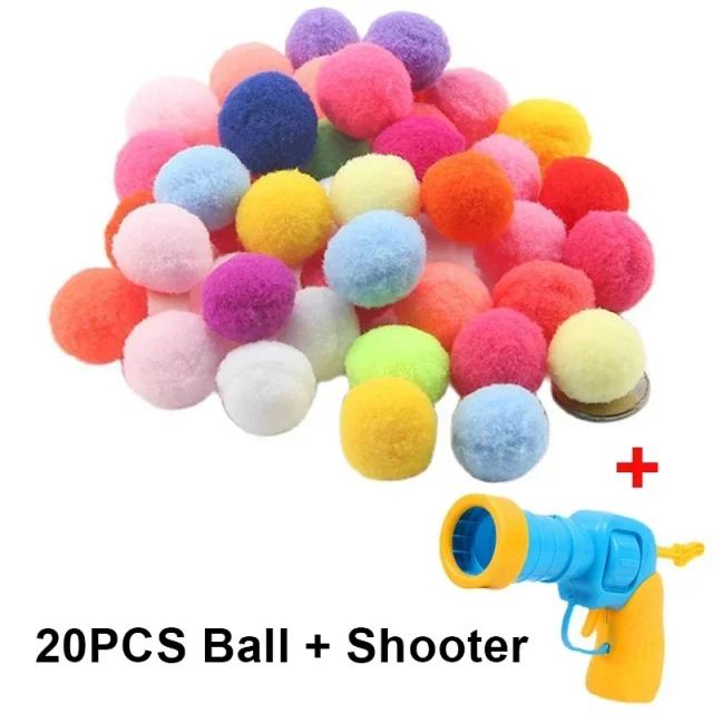 Treinamento Interativo para Pets: Mini Jogos de Tiro com Bolas de Plush Estiráveis - Brinquedo Divertido para Gatos e Cães, Lançamento 2022