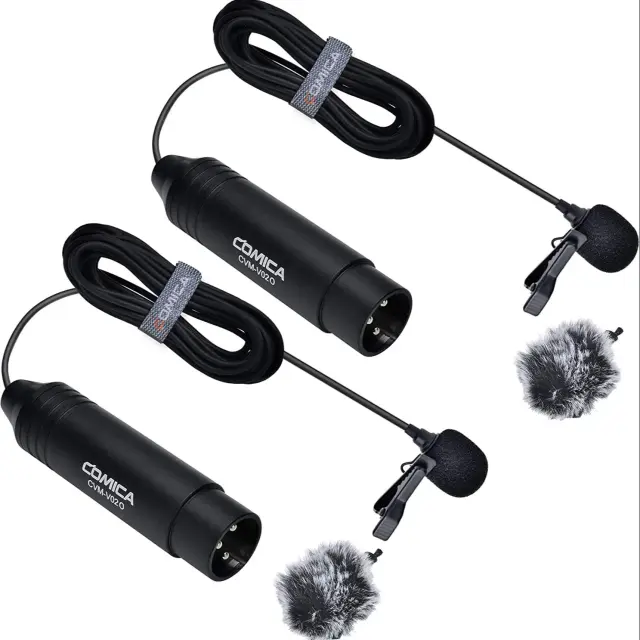 Microfone Lavalier XLR Omnidirecional de 3 Pinos para Câmeras Canon, Sony e Panasonic - Ideal para Filmadoras e CVM-V02