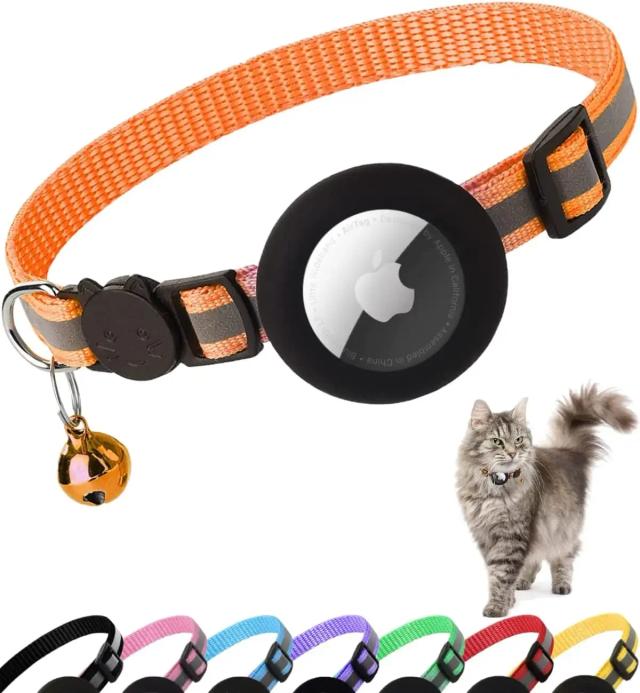 Coleira para Gato Atuban com Suporte para AirTag, Design Breakaway e Reflexivo, Ideal para Filhotes, 0,4 Polegadas