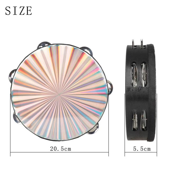 Tambourine Handbell Infantil SLADE com Jingles Dupla Linha e Iluminação Colorida – Brinquedo de Percussão de 8 Pol para Presentes Musicais