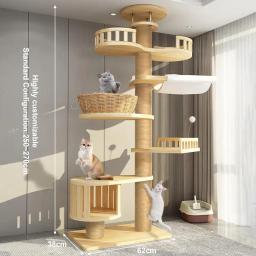 Multi-Nível Teto Cat Tree Prateleira, Escalada de Madeira Quadro, Arranhar Post, Sisal Pilar, Moer Patas, Jumping Plataforma, Perch Torre - Image 5