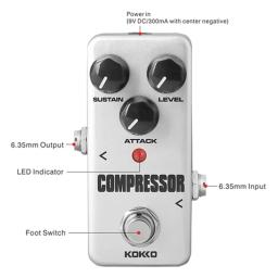 KOKKO-Guitarra Elétrica Efeitos Pedal, Compressor, Mini Tuner, Distortion Overdrive, True Bypass, Acessórios - Image 4