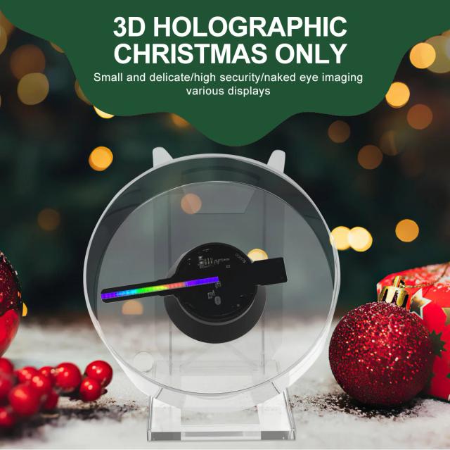 Publicidade Holográfica 3D com Luzes LED e Reprodução de Áudio em Desktop Fan com Capa Transparente