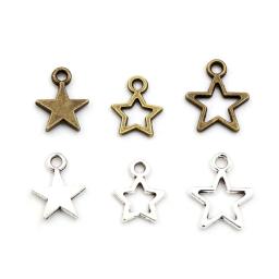 100 pçs pequenos encantos estrela pingente bronze antigo cor de prata liga de zinco DIY acessórios para fazer jóias para colar pulseira - Image 1