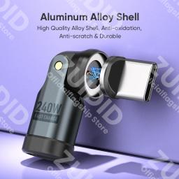 Adaptador magnético otg usb c para tipo c de 9 pinos pd240w usb c conversor de dados de carregamento rápido para iphone 15 16 macbook pro samsung xiaomi - Image 6