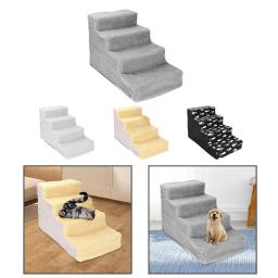 Cão de estimação portátil escada rampa macio quente capa removível gato escalada lavável escadas 4 etapas suprimentos para animais estimação sofá interior - Image 6