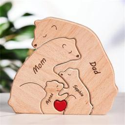 Enfeites De Madeira Personalizados Para Pintar O Tema Da Família Do Urso Quebra-cabeça, DIY, Gravura Livre, Nome Puzzles, Decoração De Casa, Presente Personalizado - Image 5